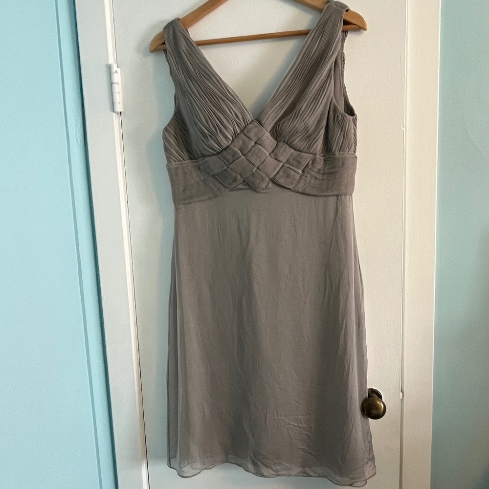 Valentino Grey Silk Cocktail Dress with Pleating detail.